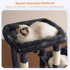 Heybly Heavy Duty Cat Tree with Large Base for Large Indoor Cats HCT026G | Cat Tower with Scratching Posts, Tall Cat Condo House , Multi-Level Plush Furniture with Hammock & Toy Balls, Smoky Gray