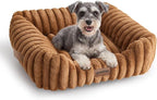 ZOMISIA Small Dog Bed, Cat Bed for Indoor Cats with Washable Cover, 20x19'' | Orthopedic Dog Beds for Small Dogs, Neck-Friendly Bolster, Low-Front Edge, Puppy Bed with Waterproof Removable Cover, Brown