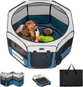PETSFIT Portable Dog Playpen 36", Removable Waterproof Mat, Zippered Roof | 3-Second Setup, Collapsible Storage, RV Camping Travel, Indoor Outdoor Use, Medium Dogs and Cats, 36"L x 36"W x 21"H