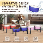 Ceramic Elevated Dog Bowl Set, 6.1''Raised Dog Food and Water Bowl Set with Non-Slip Stainless Steel Stand, Double Raised Dish for Small and Medium Breed, 3.5 Cups / 22 Fl Oz, Green