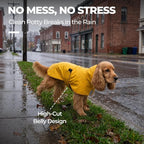 PU Dog Raincoat, Non-Toxic & Odorless Waterproof Vest, Adjustable High Neck and Hook & Loop Belly Closure for Rainy Potty Breaks & Wet Weather Outdoor Walks (Yellow, Medium)