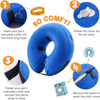 BENCMATE Inflatable Dog Cone Collar Alternative, Soft Dog Cone for Small Medium Large Dogs and Cats, Neck Recovery ECollar Donut Collar After Surgery (X-Small，Blue)