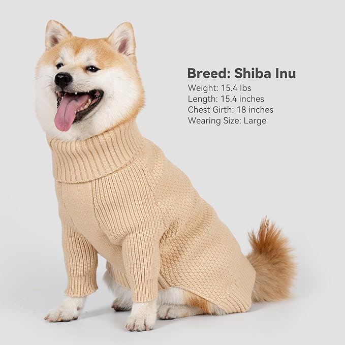 cyeollo Dog Sweater Long Sleeve Knitted Turtleneck Pullover Warm Clothes | Ultra Soft Warm Knit, Full Coverage, 4-Way Stretch for Easy Movement, Easy On & Off, Winter Daily Wear for Small Dogs