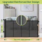 2 Pack Reinforced 55" Wide Retractable Baby Gates with Reinforced Strips, Indoor/Outdoor Retractable Dog Gate for Doorway Prevent Bottom Drilling Through, No Bottom Bar Safety Mesh Baby Gate for Stair