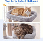 Hey-brother Cat Tree, 74 inches Multi-Level XL Large Cat Tower for Indoor Cats with Three Cat Condos, Two Large Top Decks and Cat Hairbrushfor Kittens, Cats and Pets, Light Gray MPJ035-MW