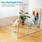 Dog Playpen 32" Height – Heavy Duty, Foldable | 25mm Steel Tubes, 40.8 lbs sturdy frame, rubber non-slip feet, indoor & outdoor, tool-free assembly, Small & Medium Dogs