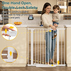 InnoTruth 29.6-39.1 in Wide x 35.5 in High Extra Tall Baby Gate, White | Indoor Metal Dog Gate for Stairs and Doorways, Auto Close Walk Through Door for Pets, Double Lock, Pressure or Hardware Mount