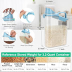 TBMax 2 Pack Rice Container Cereal Storage Container 3.2 Quarts, Kitchen Pantry Dry Food Storage Holder with Easy-Pouring Spout & Handy Cup, Small Pet Dog Cat Food Dispenser for Daily Feeding