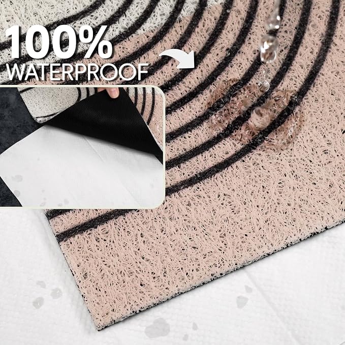 Cat Litter Mat Litter Trapping Mat, 24"x15" Waterproof Urine Proof Litter Box Mat Catcher Mat Non-Slip Washable for Kitty Kitten, Orange