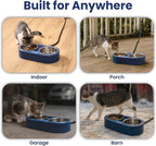 Heated Water Bowl for Cats, Outdoor Heated Pet Bowl in Winter | 18/8 Stainless Steel, Anti-chew Cord, Removable Bowls, Dual-bowl Heated System, Raised Ergonomic Stand, Blue, 3 Cups