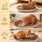PatiencET Oval Cat Scratcher Bed for Indoor Cats with Catnip | Corrugated Cardboard Pad, Cat Scratching Board for Scratching, Stretching, Playing and Lounging, 17 x 12 Inch