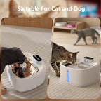 Automatic Cat Water Fountain, Wireless Pet Water Fountain with Stainless Steel Tray & BPA-Free Body, Ultra Quiet Pump, Motion Sensor, Easy to Clean, 3.2L/108oz for Multiple Cats & Small Dogs
