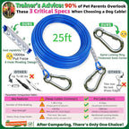 Dog Tie Out Cable and Stake,360° Swivel Dog Run Anchor -with 25FT Heavy Duty Cable,Dog Runner for Yard- for Large Dogs up to150 lbs-Dog Stake for Yard Outdoor Camping