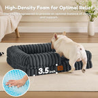 ChiXnuggle Faux Fur Orthopedic Dog Bolster Bed, Waterproof Washable Cover | rectangular dog sofa couch,egg crate foam,non-slip bottom,for small medium dogs,dark grey,30*24*7,puppy bed