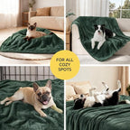 Luciphia Waterproof Blanket for Large Dog, Reversible Sherpa Couch Cover | waterproof pet blanket sherpa fleece reversible couch cover bed protector car from spills scratches, Dark Green 40" x 28"