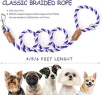 Mile High Life Rainbow Dog Leash Braided Cotton Rope w Leather-Wrapped Ends | Rust-proof 360° swivel clasp, Heavy-duty for medium/large breeds. Great for weddings, daily walks (5FT, 1/2", Purple)