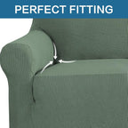 H.VERSAILTEX Stretch Sofa Covers 4 Seater Sofa Slipcovers for Living Room Dog Cover for Couch Feature Thick Checked Jacquard Fabric with Elastic Bottom, Sofa X-Large - Loden Frost