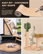 Cat Scratch Furniture Protector, Trimmable Self-Adhesive Carpet, DIY Climb Cat Scratcher Mat for Covering Cat Tower and Couch Protector from Cat Claws（Beige）
