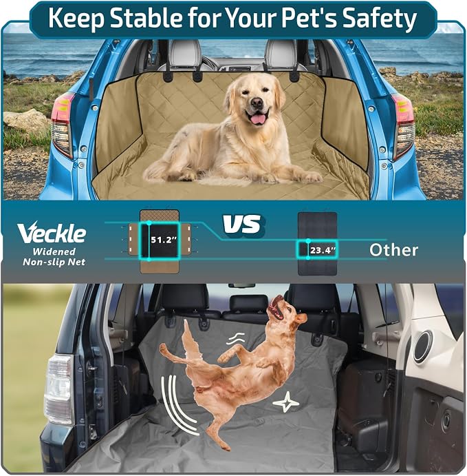 Veckle SUV Cargo Liner for Dogs - Trunk Cover with Bumper Flap Protector | Waterproof Pet Cargo Cover with Side Flaps, Dog Car Seat Cover with Non-Slip Trunk Mat, Prevents Scratches Pet Hair Mud Dirt