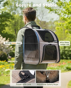 pecute Cat Backpack Expandable, Cat Backpack for Cat with Breathable Window | Durable Oxford Cloth, Lockable Zipper,Use for Pet Under 11 lbs to Travel