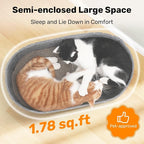 FUKUMARU Cat Scratcher, 24 Inch Sofa Shape Cat Scratching Bed Couch Indoor | Oval Felt Cat Scratcher Bed with Reversible Detachable Cat Scratching Boards, Round Cats Scratch Pads Refill, Dark Grey