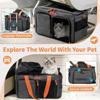 Cat Pet Dog Carrier Soft Sided Airline Approved, Large Foldable Travel Cat Bag for Kittens & Puppies Up to 15 Lbs, Top Loading Mesh, Expandable Breathable Comfort for Transport Scenarios