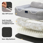 Veehoo Square Dog Bed Medium Size Dog, Orthopedic Dog Bed Couch Sofa, 36" | Washable & Medium Dog Bed for Indoor, Egg-Crate Memory Foam Dog Bed with Sides, Removable Cover, High Back Non-Slip Bottom