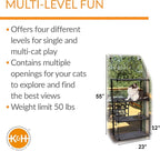 K&H Cat Window Perch, EZ Mount Quad Stack for Large Cats, 23x12in | Sturdy Cat Window Hammock Bed, Steel Frame, Suction Cups, 4 Washable Shelf Covers, Foldable, Fits 27in W X 59in H Glass