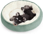 Love's cabin Round Donut Cat and Dog Cushion Bed, 24in Pet Bed for Small or Medium Dogs, Anti-Slip & Water-Resistant Bottom, Soft Durable Fabric Pet Beds, Washable Calming Cat Bed Apple Green