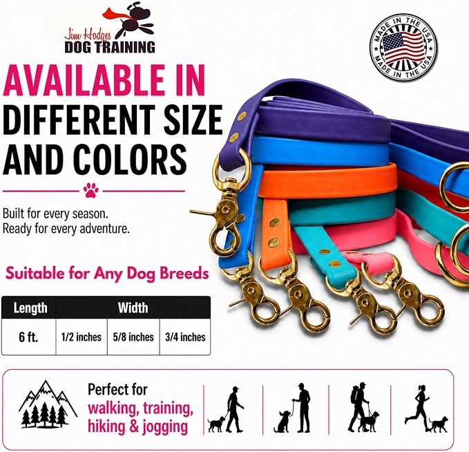 Gummy K9 Dog Leash, Biothane, Dog Training Leash, Made in The USA, 6 Feet, Various Sizes & Colors (3/4, Pink)