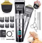 Gimars 4 in 1 Dog Grooming Clippers with Small Trimmer, 7000RPM High-Power 4-Speed Quiet Pet Shaver (≤55dB), Cordless Rechargeable Dog Hair Clippers for Thick Coats with Scissors, Comb & USB