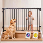 Mumeasy 30" Tall Baby Gate for Stairs & Doorways, No Bottom Bar Dog Gate | 29.5-43.3" Expandable Hardware Mounted, Auto Close Extra Wide Walk Thru Pet & Toddler Proof Safety Gate Indoor, Hallway,Black