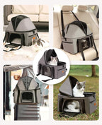 BurgeonNest Top-Expandable Cat Carrier with Semi-Open Canopy, Up to 25 lbs | for Medium Large Pet, Upgraded Small Dog Car Seat, Pet Travel Bag for Trips