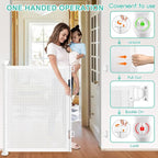 EZIGO 71 Inch Retractable Baby Gates, 41 Inch Extra Tall Retractable Gate | One-Hand Operation Retractable Dog Gate, 5.9FT Mesh Safety Pet Gate for Stairs, Deck, Porch, Doorways Indoor Outdoor, White