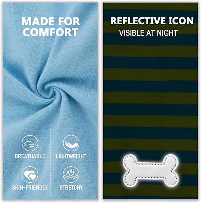 KYEESE 2Pack Dog Shirt, Soft Striped Dogs T Shirts, Lightweight Pet Tank Top, Sleeveless Dog Shirt for Large Dogs, Stretchy Comfortable Pet Vest, Blue, 3XL