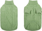 Queenmore Small Dog Pullover Sweater, Cold Weather Cable Knitwear, Classic Turtleneck Thick Warm Clothes for Chihuahua, Bulldog, Dachshund, Pug, Yorkie (Green, Medium)