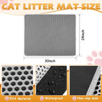 Cat Litter Mat 30"x24", Double Layer Waterproof Litterbox Mat, Gray | Non-slip backing, washable for easy cleanup, traps stray litter with waterproof honeycomb large grid that is urine-proof.