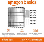Amazon Basics Portable Foldable Octagonal Metal Exercise Dog Playpen, Indoor/Outdoor Pet Fence with Single Door, 8 Panels, Small, 30 Inches, Black