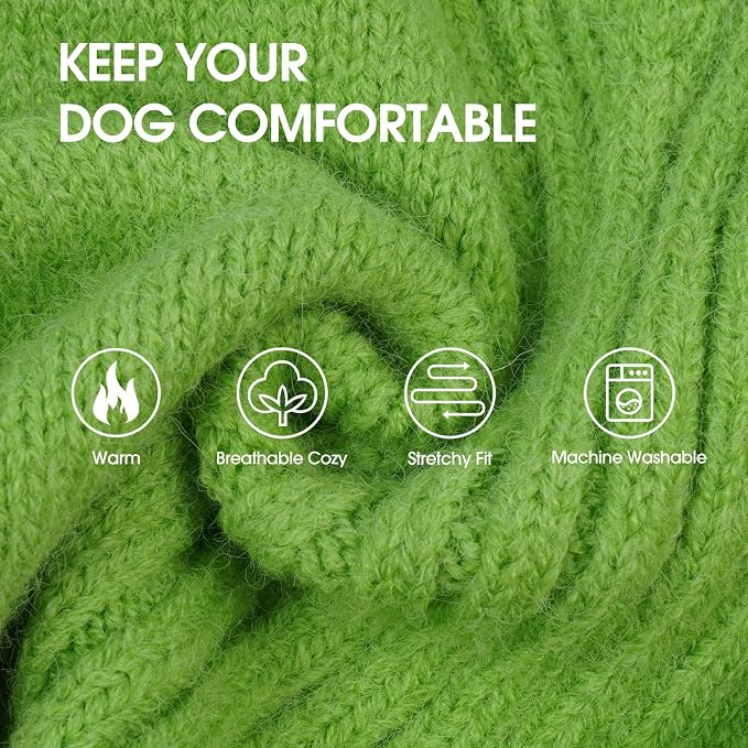 IECOii Great Dane Sweater,5XL Extra Large Sweater for Giant Breed Dogs in Winter,Turtleneck Cold Weather Knit Clothes,Machine Washable,Elastic Pullover for Saint Bernard,Mastiff (Grass Green,XXXXXL)