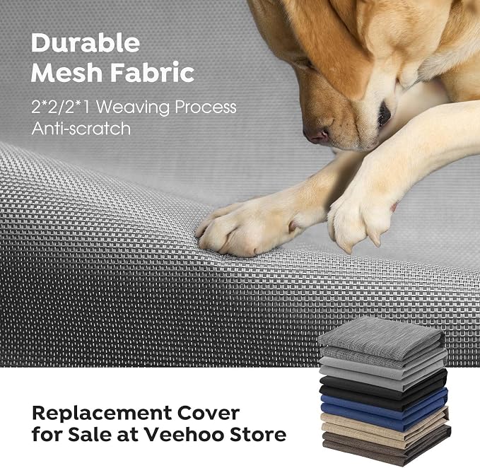 Veehoo Outdoor Elevated Dog Bed Large Sized Dogs, XXL Cooling Raised Dog Cots Beds Training Platform Off Ground Hammock with Breathable Mesh, No-Slip Feet, 59"x37.5", Grey | Off-ground training platform, portable camping hammock, breathable mesh, easy ...