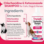 Truseb Topical Ketoconazole and Chlorhexidine Shampoo for Dogs, Cats, and Horses with Aloe - 16 oz (Ketoconazole & Chlorhexidine Shampoo, 16 oz)