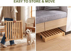 Wooden Freestanding Dog Gate Indoor - 23" H 4 Panels | No-Painted Foldable Pet Gates, Portable Folding Puppy Fence for Doorways, Stairs, Hallways