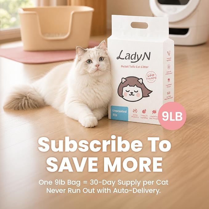 Lady N Tofu Cat Litter, Low Dust Compatible with Auto-Box Yosemite 18lb | Mini-Pellet Shape, Premium Clumping, Ultra Absorbent, Odor Control, Yosemite Scent, Woody Scent