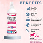 Truseb Advanced Strength Medicated Chlorhexidine for Dogs Cats Horses Skin Spray with Aloe Vera - Medicated Ketoconazole Spray for Skin Irritation, Hot Spots, Redne (Medicated Ketoconazole Spray, 8oz)