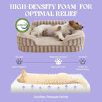 LE SURE Cute Cozy High Back Orthopedic L Plus Dog Bed,38" Hazel | Waterproof Pet Bed with Sides, Aesthetic Comfy Egg-Crate Foam Pet Couch Sofa, Removable Washable Cover, Non-Slip Bottom
