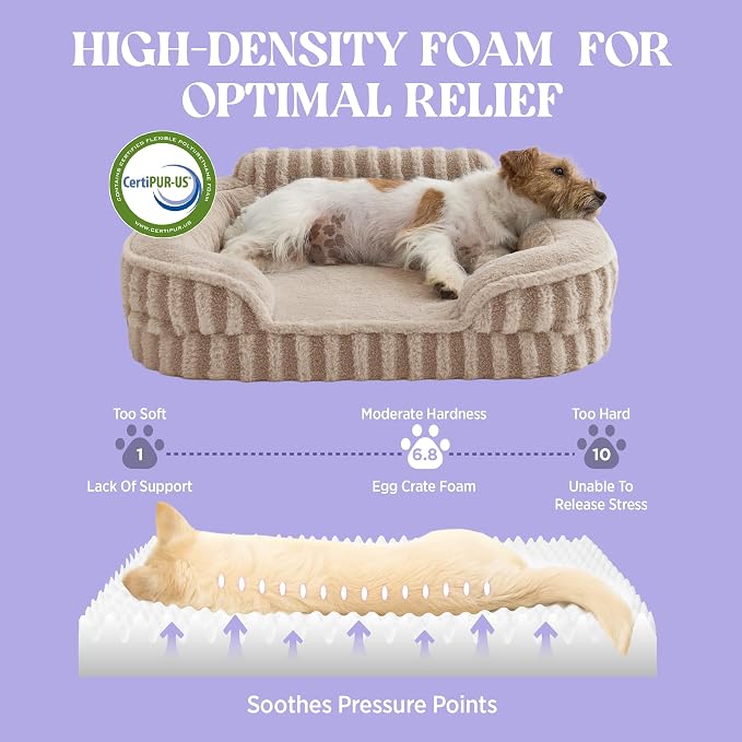 LE SURE Cute Cozy High Back Orthopedic Dog Beds Large Sized Dog,35" Hazel | Waterproof Pet Bed with Sides, Aesthetic Comfy Egg-Crate Foam Pet Couch Sofa, Removable Washable Cover, Non-Slip Bottom
