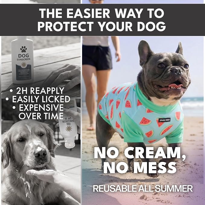 Spark Paws Sunblock Dog T-Shirt, SPF30 Protection, Lightweight Breathable Quick Dry for Dogs with Sensitive Skin - Watermelon & Peach (Set of 2) - 5XL