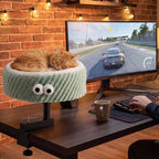 Cat Desk Bed, 2-in-1 Clamp On Desk Mount Perch & Nest, 360° Rotating Adjustable, 60 LBS Safe Weight Capacity, Washable Cushion for Small & Large Cats, Home Office Desk Hammock (Green)