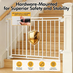 39" Extra Tall Baby&Dog Gate,32-54" Wide Hardware Mount Gate,White | Auto-Close design,Two-Way Swing, No Bottom Bar,Must Drill to Install