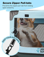 JOYTUTUS Collapsible Dog Crate, 26 Inch Portable Pet Crate for Car, Travel Dog Kennel Foldable Dog Crate for Medium Dog 44lbs, Soft Cat Carrier Fit for Indoor & Outdoor/Car Back Seat/Trunk (Blue)